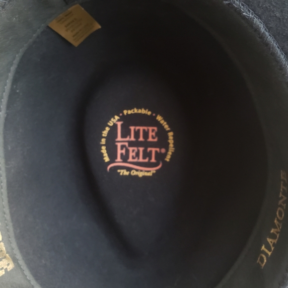 Renegade Diamonte Packable Black 100% Felt Wool Authentic Cowboy Hat - Picture 4 of 7
